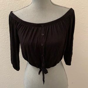 L A Hearts Pac Sun black crop top juniors Large L versatile beautiful Y2K